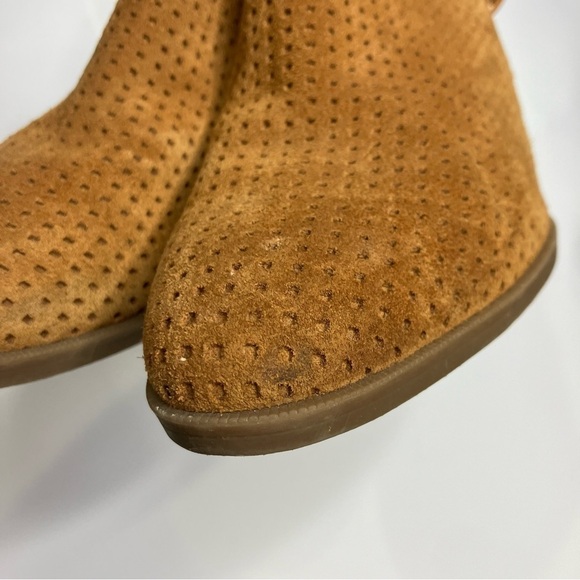 Franco Sarto Dakota ankle boots cognac perforated leather size 9 - Picture 4 of 10